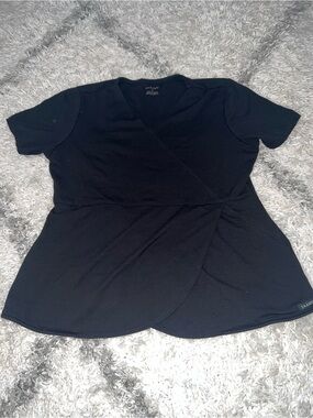 Black Jaanuu Wrap-Style Short Sleeve Scrub Top